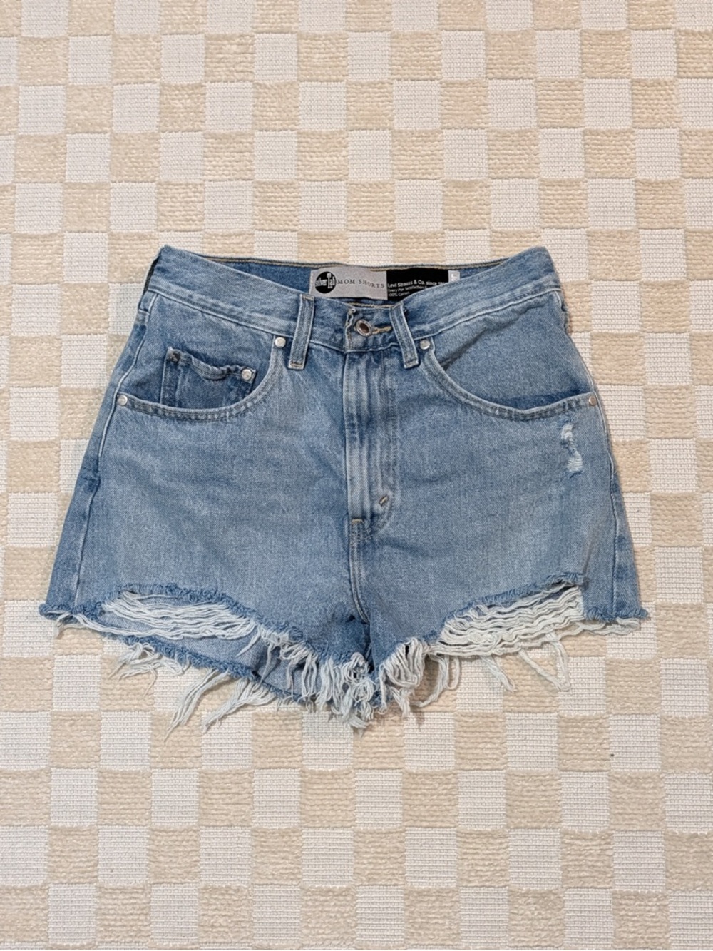 Levi's Silver Tab Women’s Light Blue Distressed High-Rise Mom Shorts Size 27